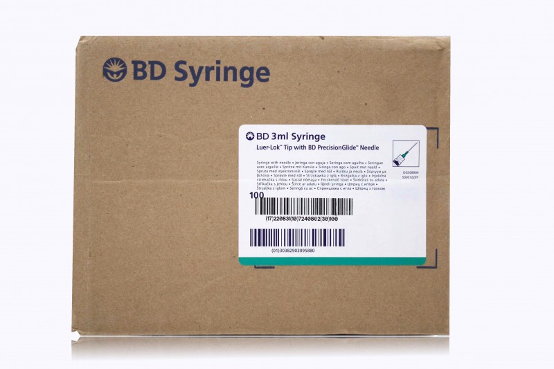 BD 3ml Luer-Lock Syringe, Precision Glide Needle 25G x 5/8″