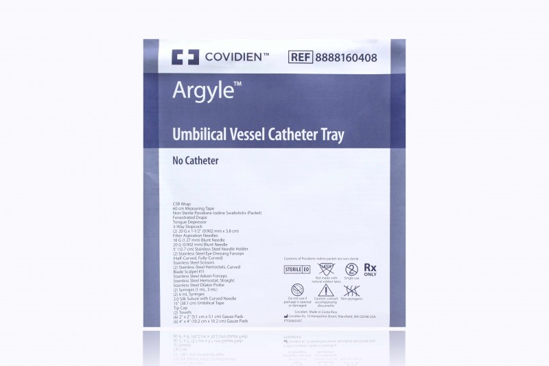 Cardinal Argyle Polyurethane Umbilical Vessel Catheter Tray, No Catheter