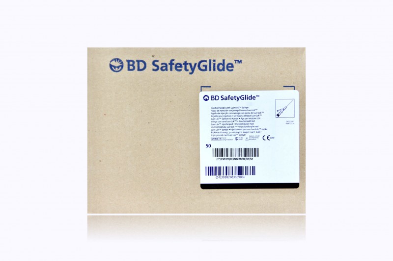 BD 3ml Luer-Lock Syringe w/Detachable 23G x 1″ SafetyGlide Hypodermic Needle