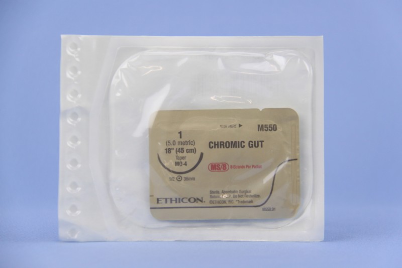 Chromic Gut 8 x 18" MO-4 taper, MS/8 (8 sutures per packet)