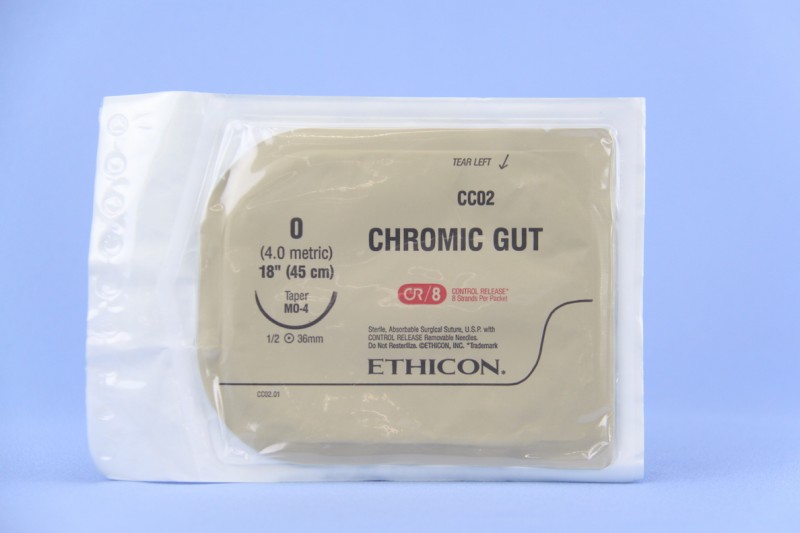 Chromic Gut 8 x 18" MO-4 taper, CR/8 (8 sutures per packet)