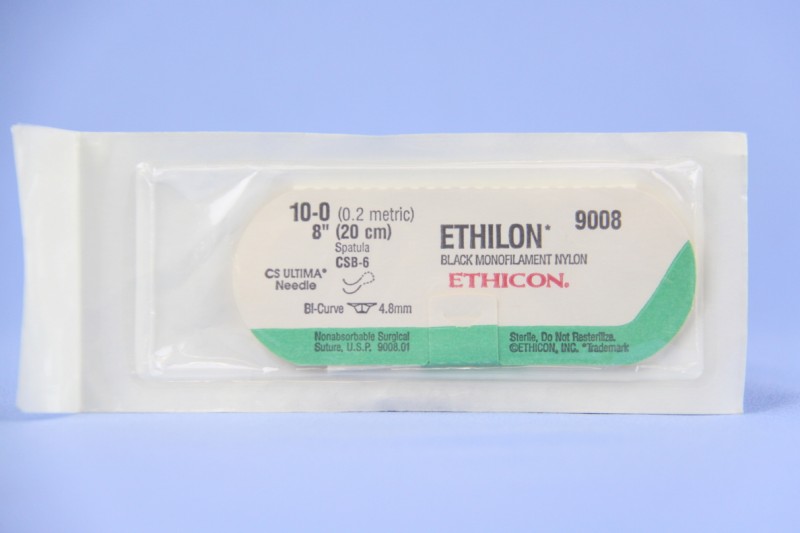 Ethilon black 8" CSB-6 spatula, double armed (bi-curve, 4.8mm)