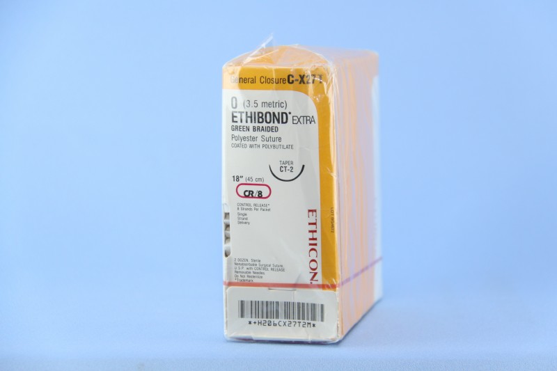 Ethibond green 8 x 18" CT-2 taper, CR/8 (8 sutures per packet)
