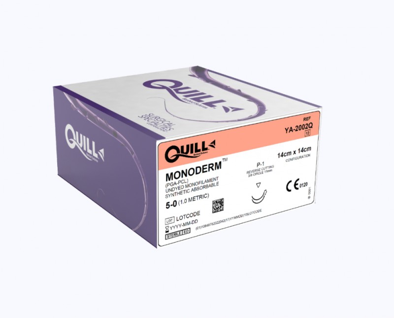 Quill Monoderm Barbed undyed (14cm x 14cm) P-1 Reverse Cutting, Double Armed, Bi-Directional