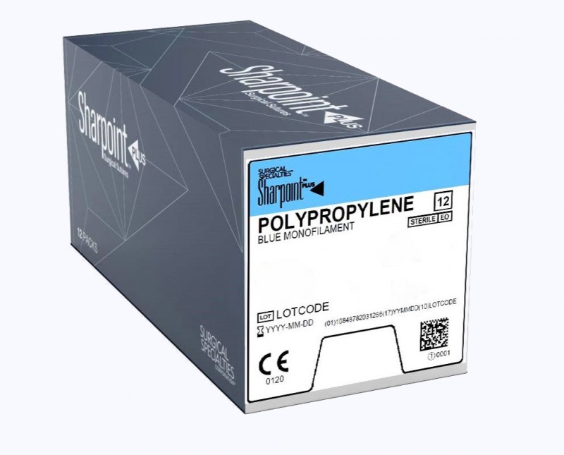 Sharpoint Polypropylene blue 6″ SSL15 (1/8c, 14.99mm) Side Cutting Lancet, Double Armed