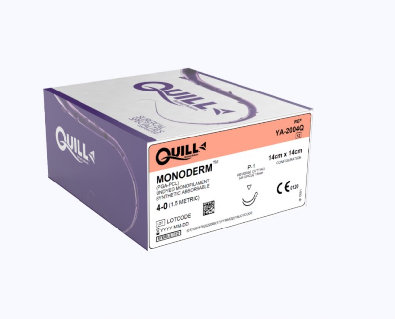 Quill Monoderm Barbed undyed (14cm x 14cm) P-1 Reverse Cutting, Double Armed, Bi-Directional