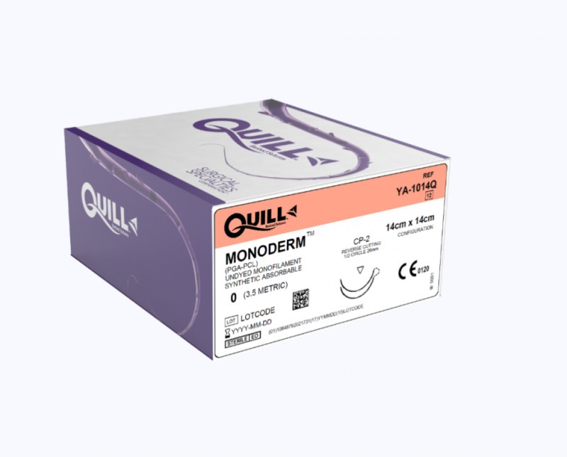 Quill Monoderm Barbed undyed (14cm x 14cm) CP-2 Reverse Cutting, Double Armed, Bi-Directional