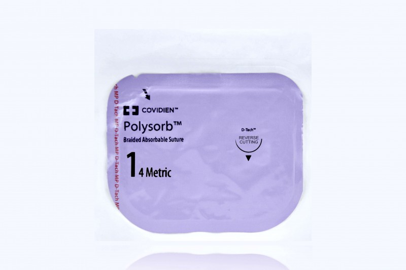 Medtronic Polysorb violet 5 x 18" HOS-12 Heavy Body Reverse Cutting (5 sutures per packet: D-TACH)