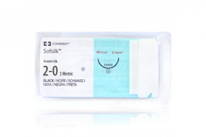 Medtronic Sofsilk black 5 x 18" GS-21 taper (5 sutures per packet: D-TACH)