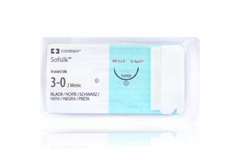Medtronic Sofsilk black 5 x 30" V-20 taper (5 sutures per packet: D-TACH)