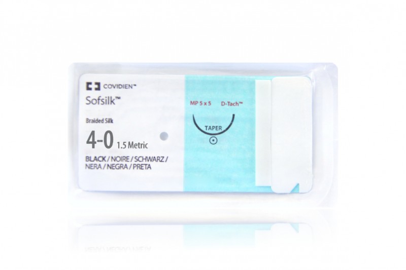 Medtronic Sofsilk black 5 x 18" CV-22 taper (5 sutures per packet: D-TACH)