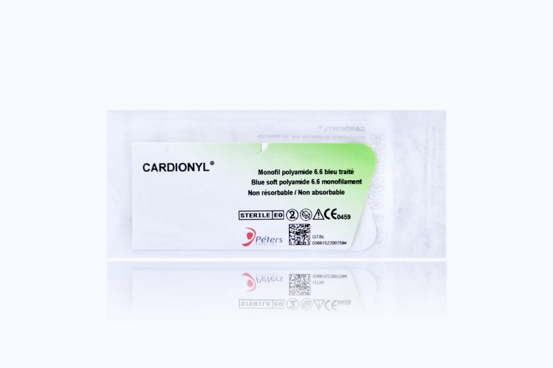 Peters Surgical Cardionyl 30″ Blue 3/8c, 20mm Taper, Double Armed