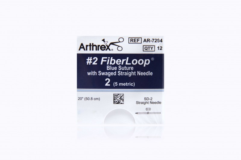 Arthrex FiberLoop 20″ Blue Suture w/Swaged SD-2 Straight Needle