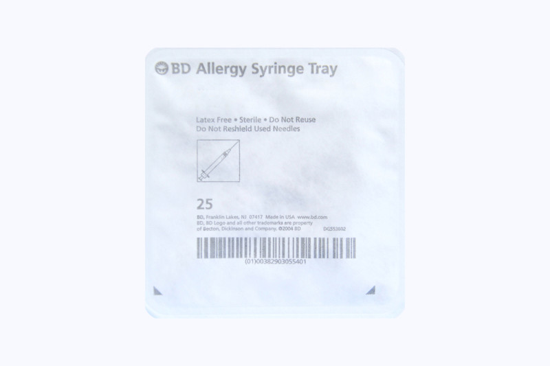 BD 1ml Allergy Syringe Tray w/Permanent 27G x 1/2″ Needle, Regular Bevel