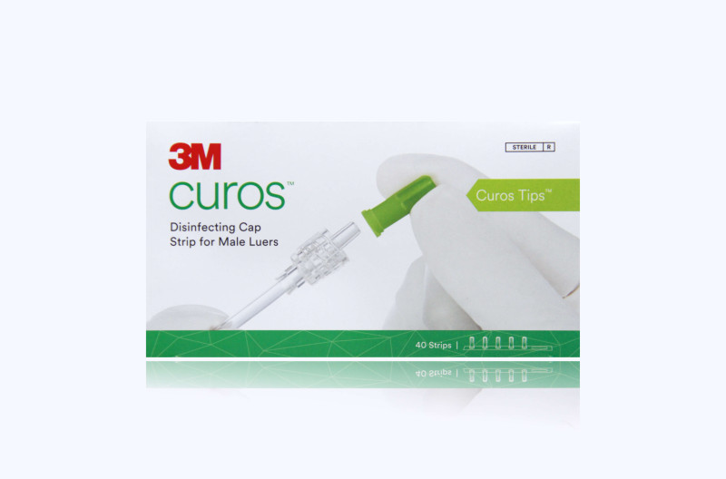3M Curos Disinfecting Cap Strip for Male Luers (5 Caps per Strip / 200 Caps per box)
