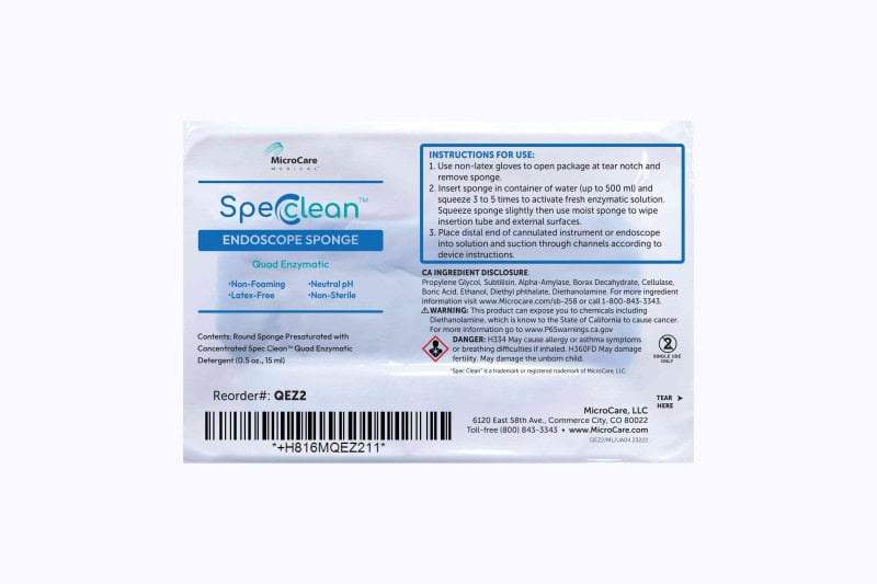 MicroCare Spec Clean Endoscope Sponge Enzymatic Pre-Cleaner